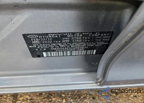 2012 Hyundai Elantra Gls from USA, damaged, VIN KMHDH4AEXCU463834